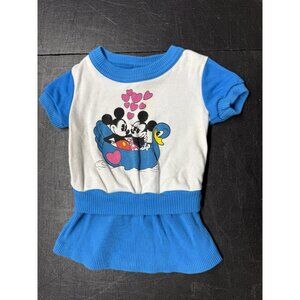 Vintage Disney Wear Minnie & Mickey Blue Tiered Dress Baby Size 2T Made In U.S.A